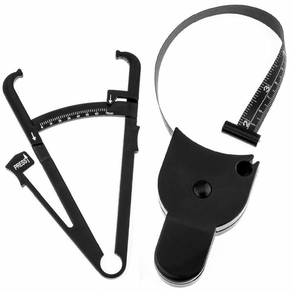 2-Pack Skinfold Body Fat Caliper & Measuring Tape Set BMI Fitness Weight Loss